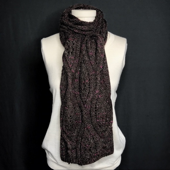 Coldwater Creek Brown & Pink Wool Blend Knitted Scarf - Picture 2 of 5